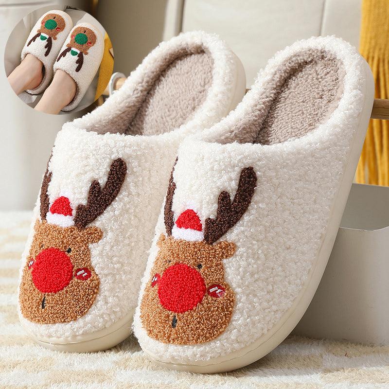 Christmas Elk Winter Slippers: Cozy Home Comfort in USA VEXAN Shop