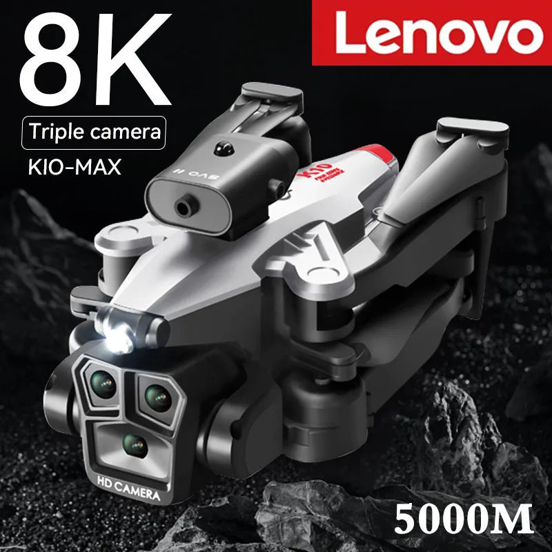 Lenovo K10Max 8K Drone - Triple Cameras, Obstacle Avoidance, 5000M RC Range