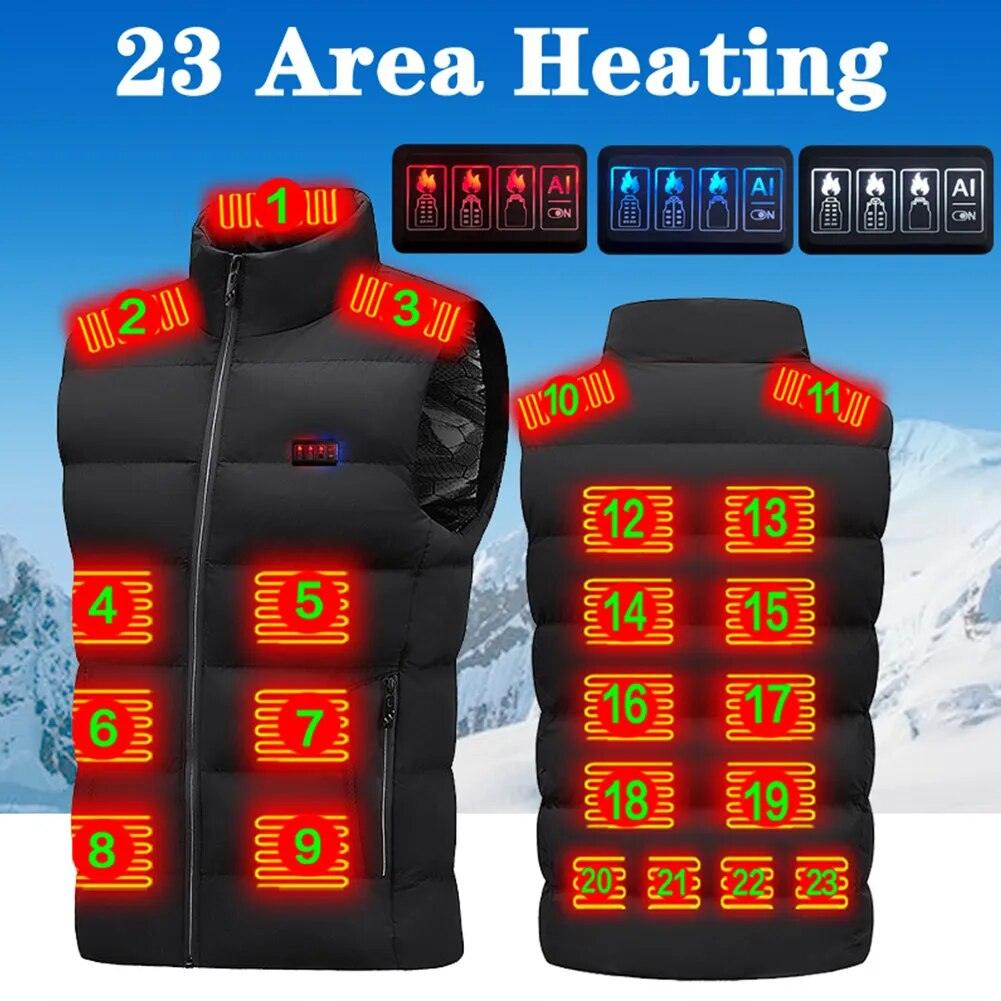 Winter Electric Heated Vest: 23 Heating Areas, USB Charger  VEXAN Shop