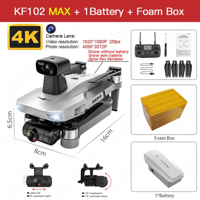 KF102/KF102MAX 4K Drone: GPS, 5G Wifi, 2-Axis Anti-Shake Gimbal