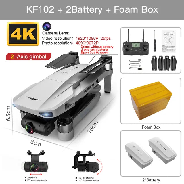 KF102/KF102MAX 4K Drone: GPS, 5G Wifi, 2-Axis Anti-Shake Gimbal  VEXAN Shop