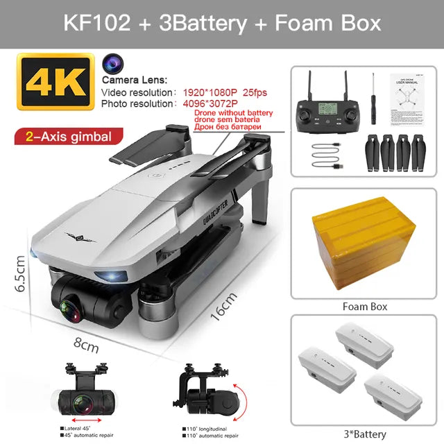 KF102/KF102MAX 4K Drone: GPS, 5G Wifi, 2-Axis Anti-Shake Gimbal  VEXAN Shop